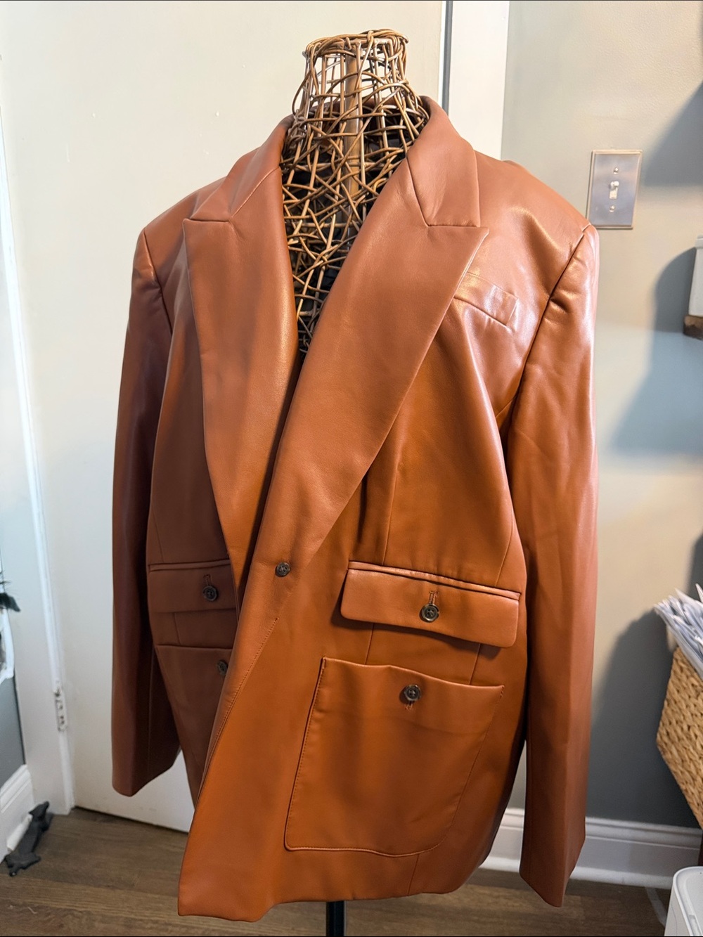 J. Crew Russet Brown Leather Blazer 24 plus sized